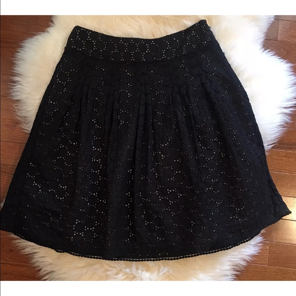 Ann Taylor Petite Eyelet Skirt A-Line Black Taupe
